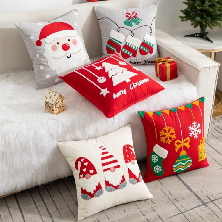 45x45cm Christmas Decoration Pillowcase Cartoon Printing Embroidery Pillow Cushion, Pillow Core Not Included, Type 1, Type 2, Type 3, Type 4, Type ... - Image 3