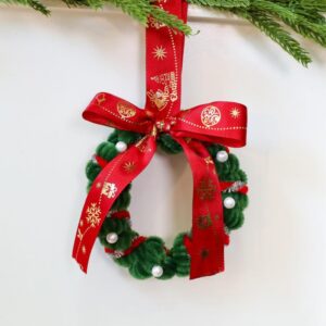 Twisted Stick Fabric Christmas Wreath Hanging Christmas Tree Decorations, 12cm Pearl Green, 8cm Small Green, 8cm Small Khaki, 8cm Small Red...