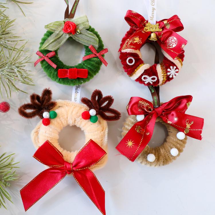 Twisted Stick Fabric Christmas Wreath Hanging Christmas Tree Decorations, 12cm Pearl Green, 8cm Small Green, 8cm Small Khaki, 8cm Small Red... - Image 3