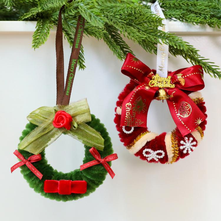Twisted Stick Fabric Christmas Wreath Hanging Christmas Tree Decorations, 12cm Pearl Green, 8cm Small Green, 8cm Small Khaki, 8cm Small Red... - Image 4