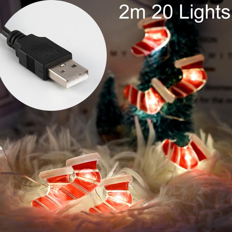 LED Christmas Decoration Sock Light Holiday Ambience Christmas Tree Lights String, 2m 20 Lights, 5m 50 Lights