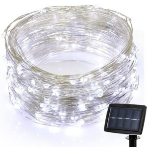 22m 200 LEDs Solar Powered Home Garden Copper Wire String Fairy Light Outdoor Christmas Party Decor Strip Lamp with 8 Modes, RGB, White Light...
