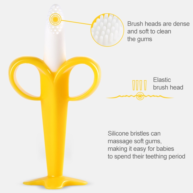 3 PCS Baby Silicone Training Toothbrush Banana Shape Safe Toddle Teether Chew Toys Teething Ring Gift for Infant Baby Chewing, Yellow-B - Image 5