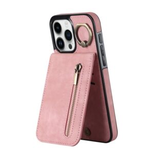 Retro Ring and Zipper RFID Card Slot Phone Case, For iPhone 15 Pro Max, For iPhone 15 Pro, For iPhone 15 Plus