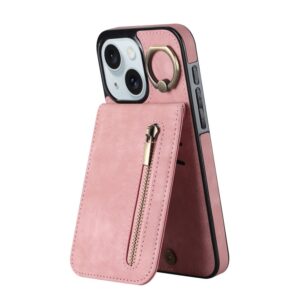 Retro Ring and Zipper RFID Card Slot Phone Case, For iPhone 15