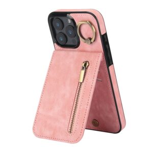 Retro Ring and Zipper RFID Card Slot Phone Case, For iPhone 16 Pro, For iPhone 16 Plus, For iPhone 16