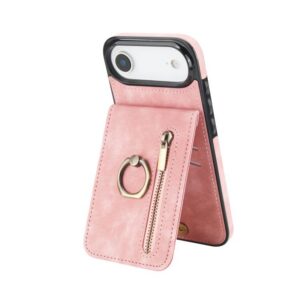 Retro Ring and Zipper RFID Card Slot Phone Case, For iPhone Air, For iPhone 16e, For iPhone 16 Pro Max