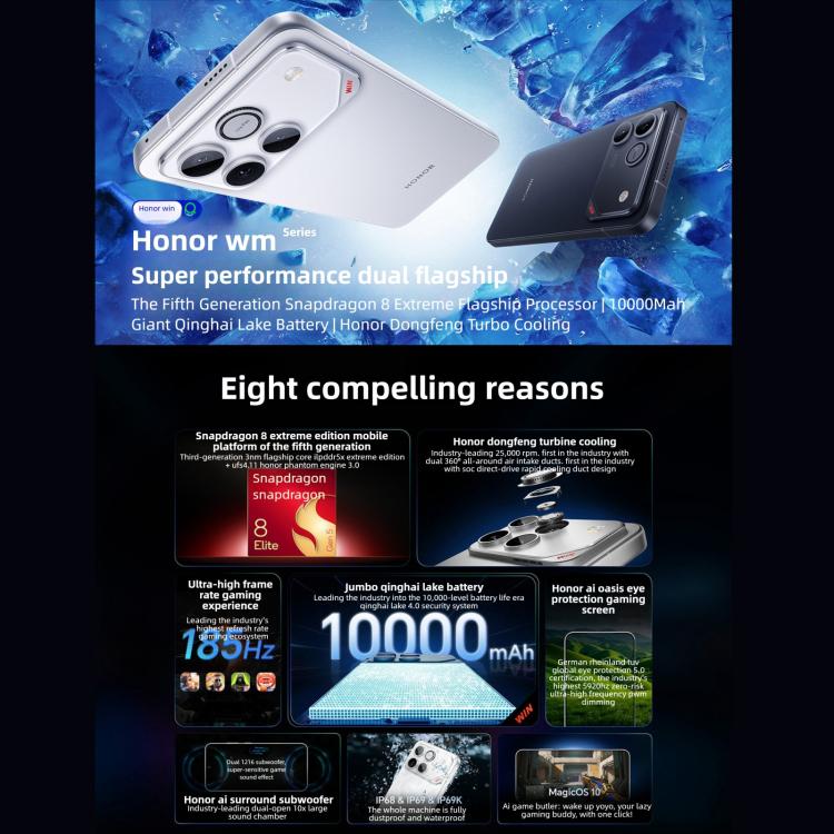 Honor WIN, 16GB+1TB, 3D Ultrasonic Fingerprint, 10000mAh Battery, 6.83 inch MagicOS 10.0 / Android 16 Snapdragon 8 Elite Gen 5 Octa Core, Network: ... - Image 4