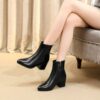 Autumn  Winter Glitter Square Heel Pointed Low-Top Women Boots, 40, 41, 42, 43, 44, 45