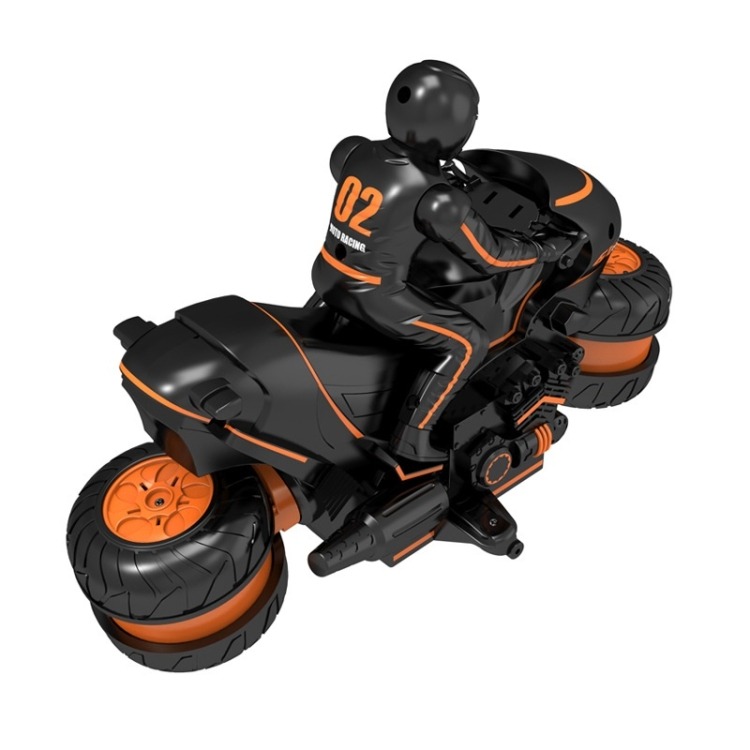 2.4G Remote Control Motorcycle Drifting Rotating High-Speed Side-Tracking Off-Road Motorcycle, Black Green, Black Orange - Image 3