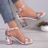 Women Summer Roman Sandals Thick Bottom Slope Heel Printed Buckle High Heels Sandals, 36, 37, 38, 39, 40, 41, 42, 43