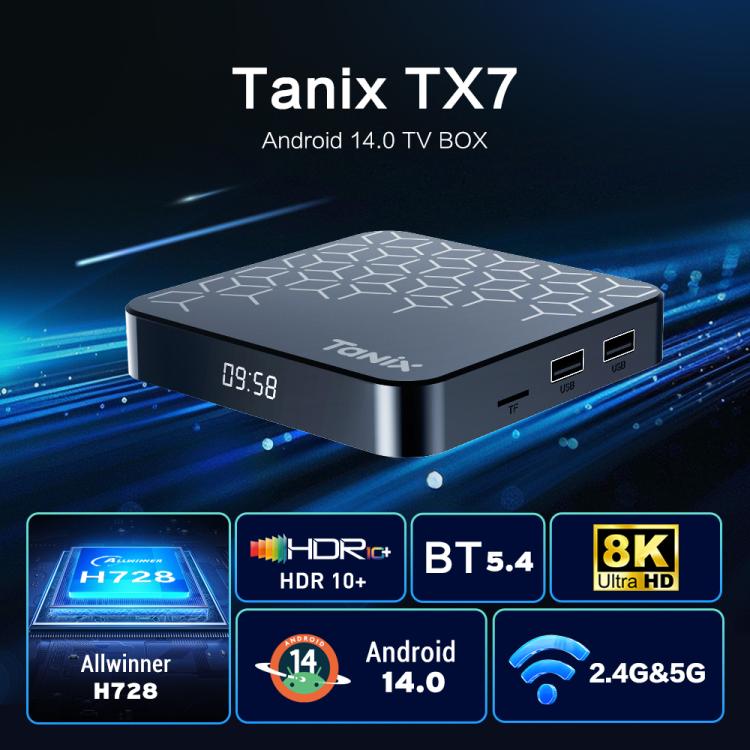 Tanix TX7 8K UHD Android 14 Smart TV Box with Remote Control, Allwinner H728 Octa-Core, 2GB+16GB, 4GB+32GB - Image 4