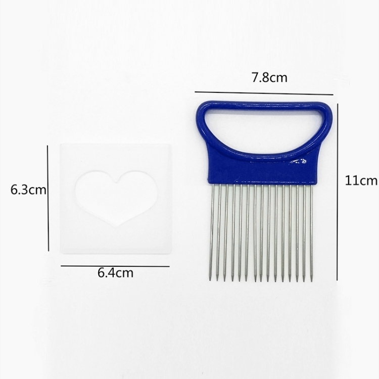 Stainless Steel Vegetable Onion Cutter Holder Meat Needle Kitchen Tools, Blue, White, Green - Image 3