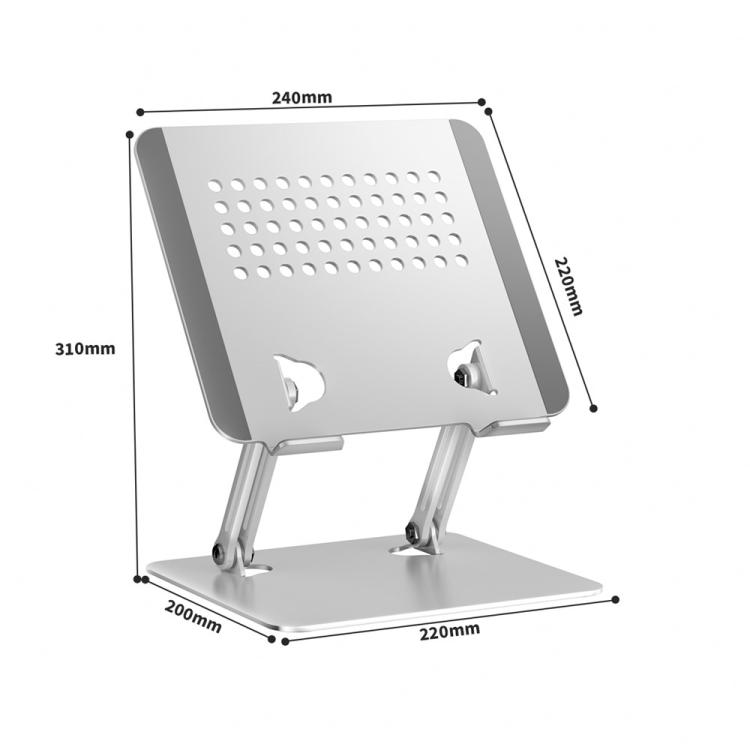0031 For Laptop / Tablet Cooling Metal Support Adjustable Height Angle Desktop Stand, Basic Edition - Image 9