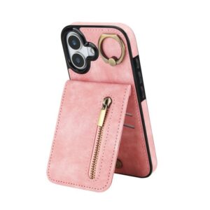 Retro Ring and Zipper RFID Card Slot Phone Case, For iPhone 17, For iPhone Air, For iPhone 16 Pro Max