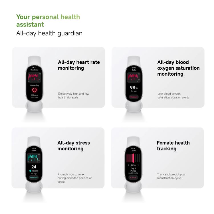 Original Xiaomi Smart Band 10, 1.72 inch AMOLED Screen 5ATM Waterproof Smart Watch, Support Blood Oxygen / Heart Rate Monitor, Smart Band 10 Black... - Image 13