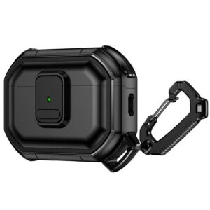 Snap-Lock Shockproof PC Headphone Cover with Carabiner, For AirPods Pro 2